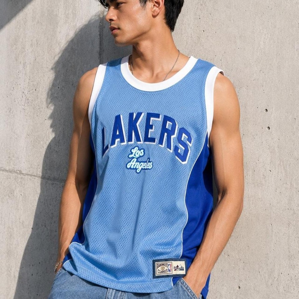 Majestic Hardwood Classics Los Angeles Lakers Reversible Practice Jersey – XL